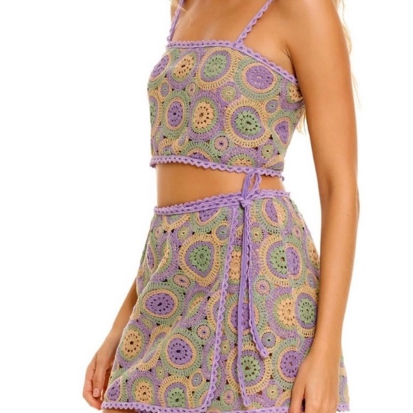 Agua Bendita Purple Crochet Midi Skirt - Picture 1 of 2